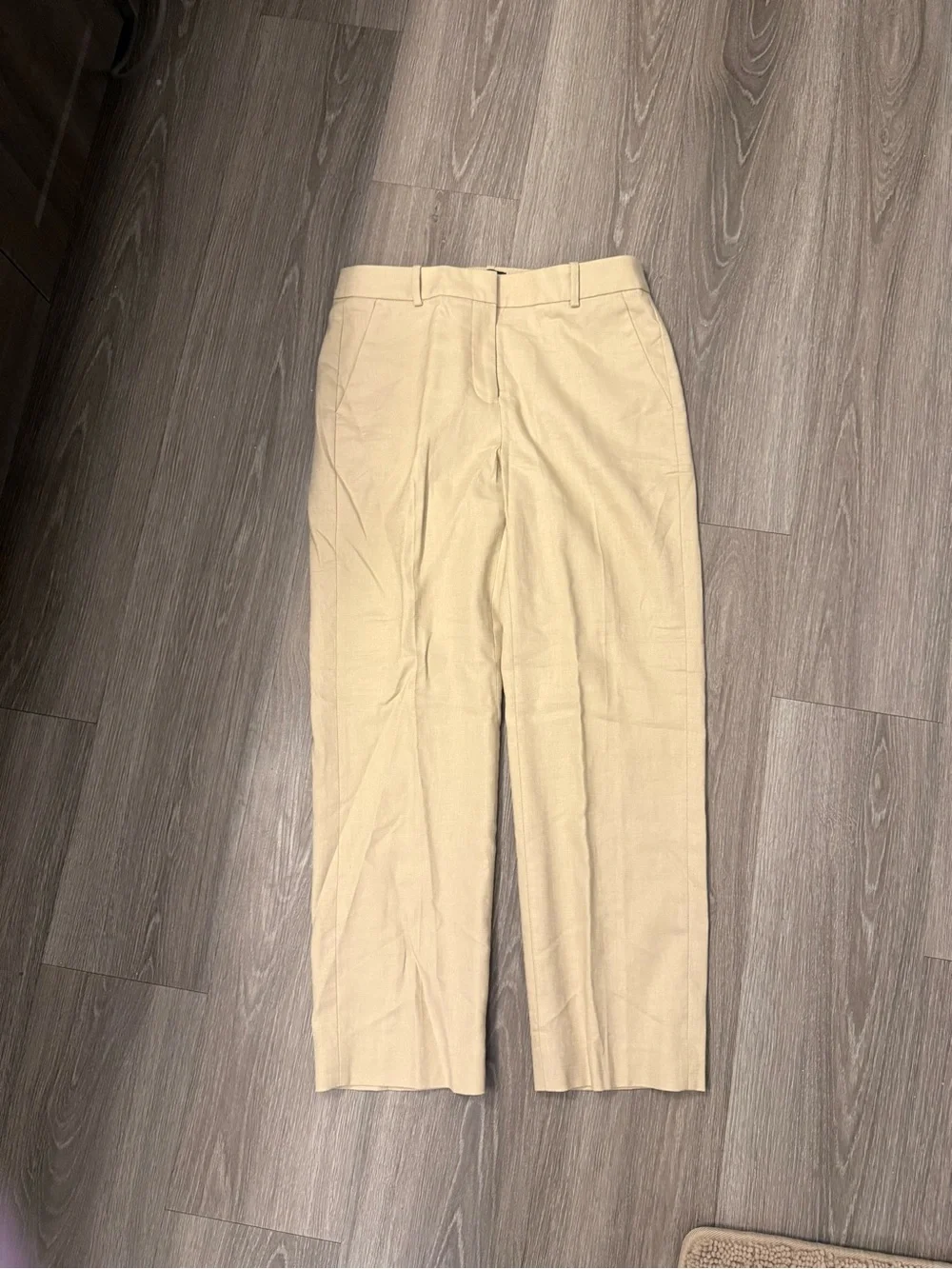 J.Crew Kallie Linen-Blend Straight Leg Pants in beige tan color